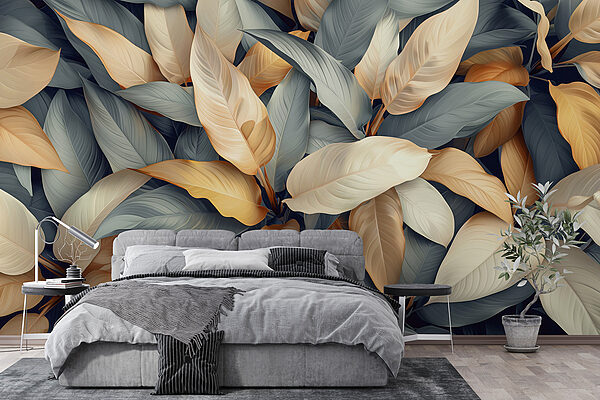 Group of leaves with different colors