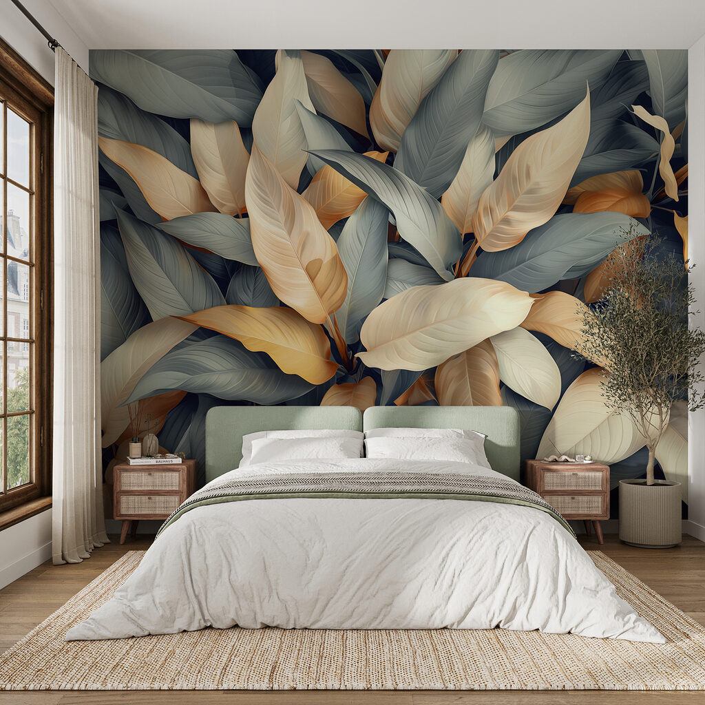 Group of leaves with different colors