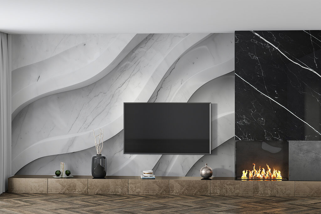 White marble wall with lines