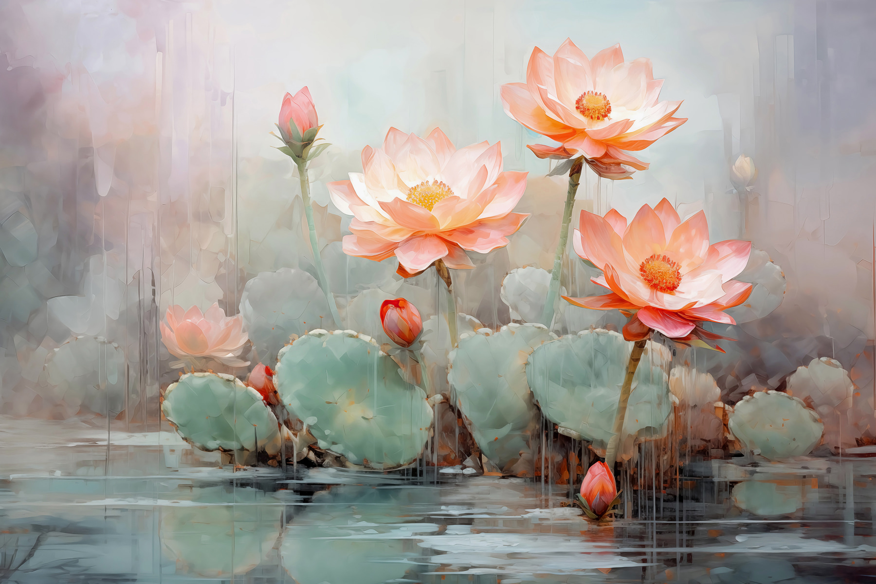 Group of pink flowers with green leaves