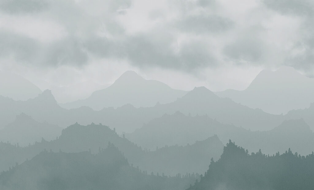 Foggy mountain range