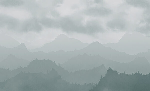 Foggy mountain range