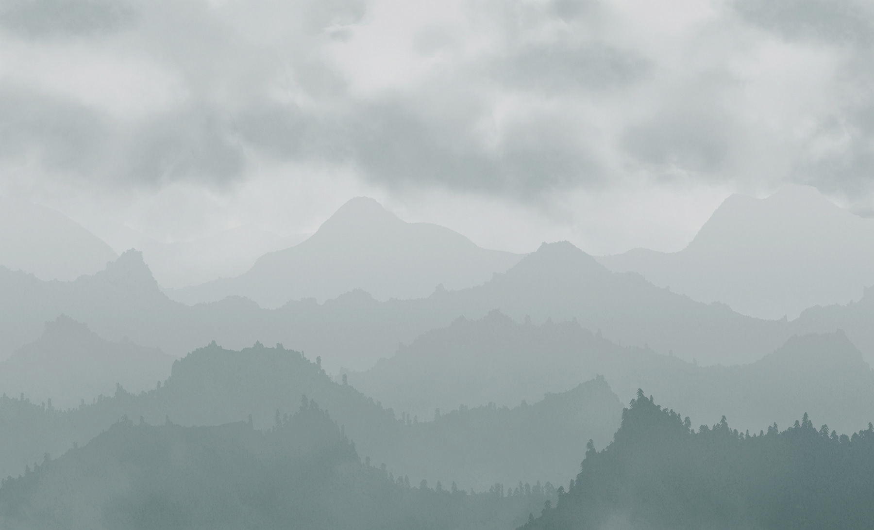 Foggy mountain range