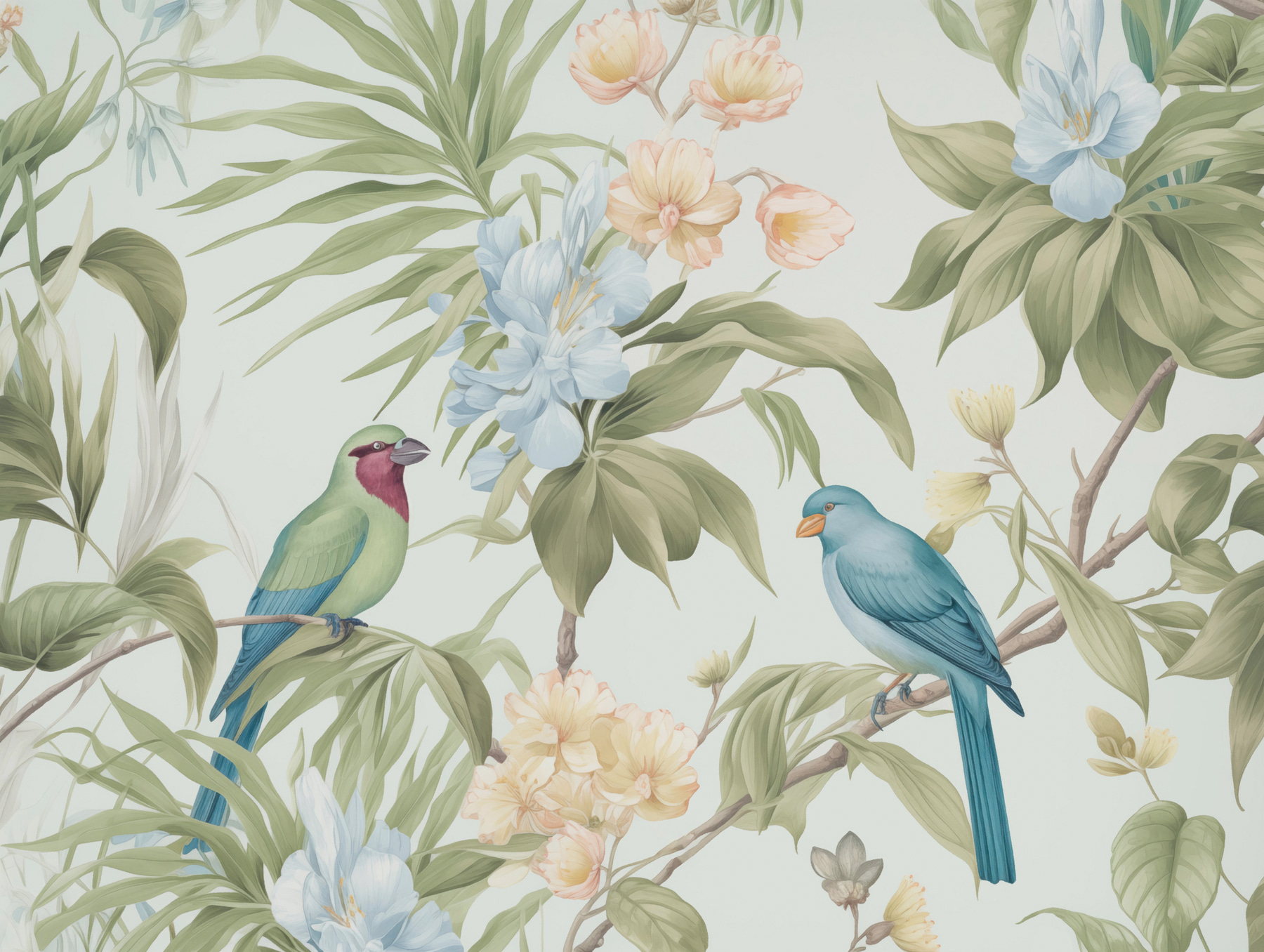 Wallpaper with birds and flowers Wallpaper with birds and flowers