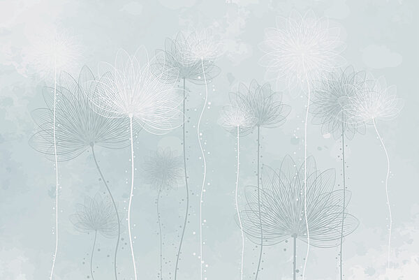 White flowers on a light blue background