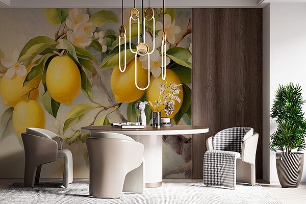 Painting of lemons on a tree