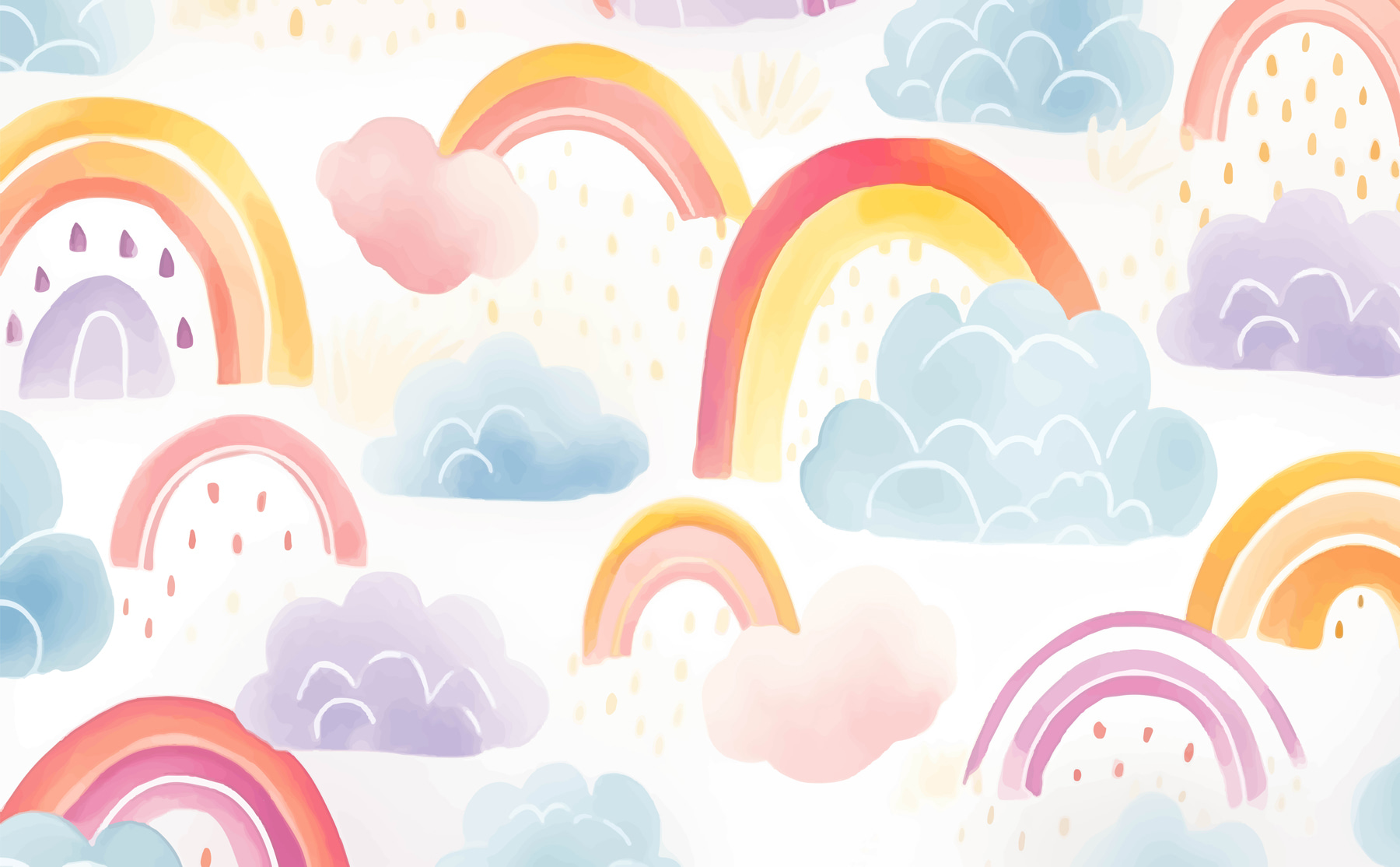 Pattern of rainbows and clouds