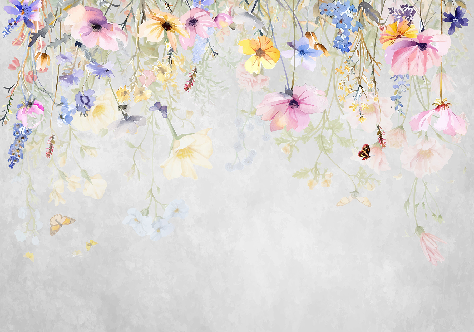 Painting of flowers and butterflies