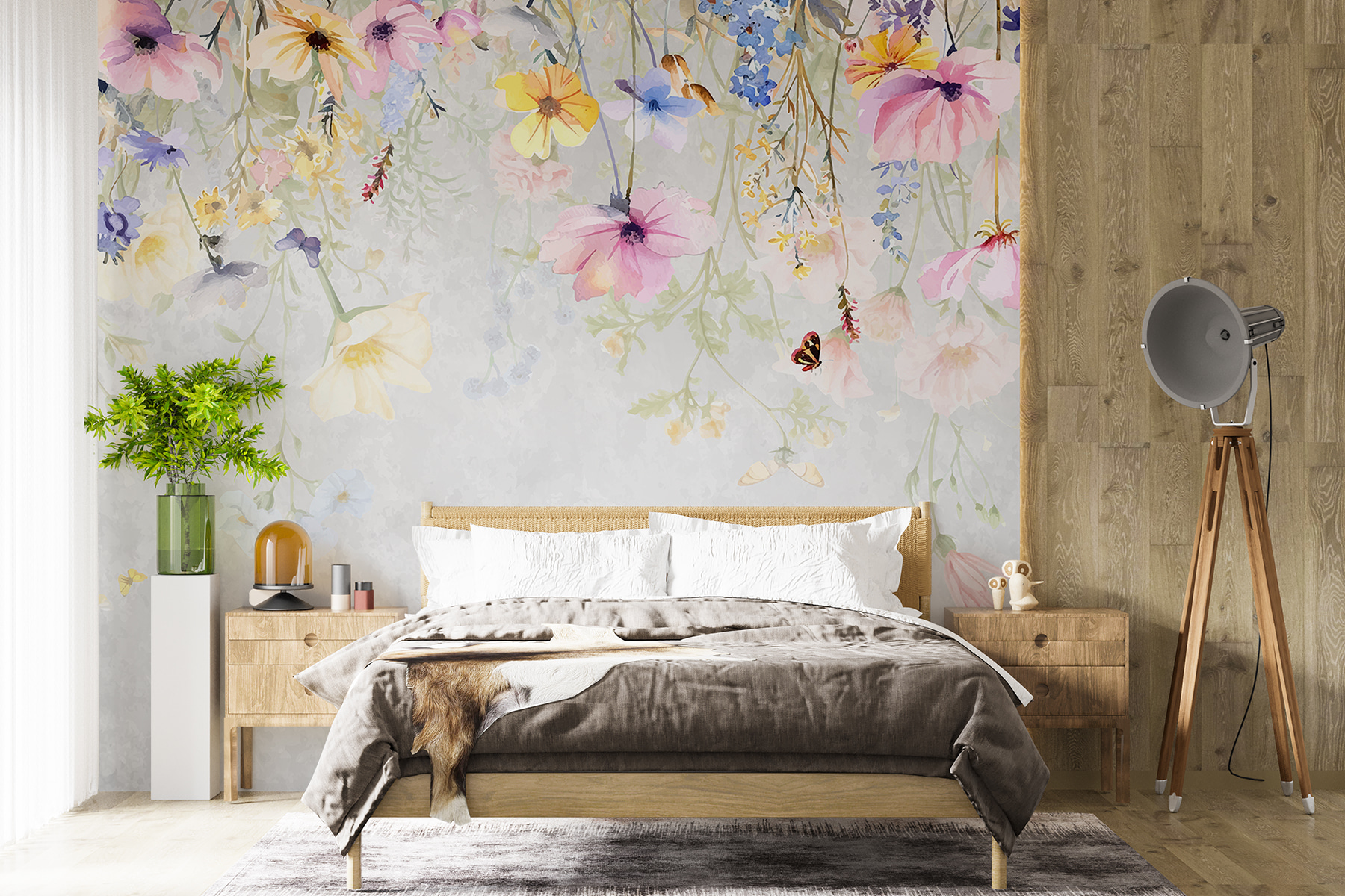 Painting of flowers and butterflies