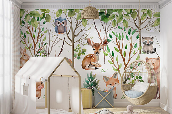 Ταπετσαρίες Ομάδα ζώων στο δάσος