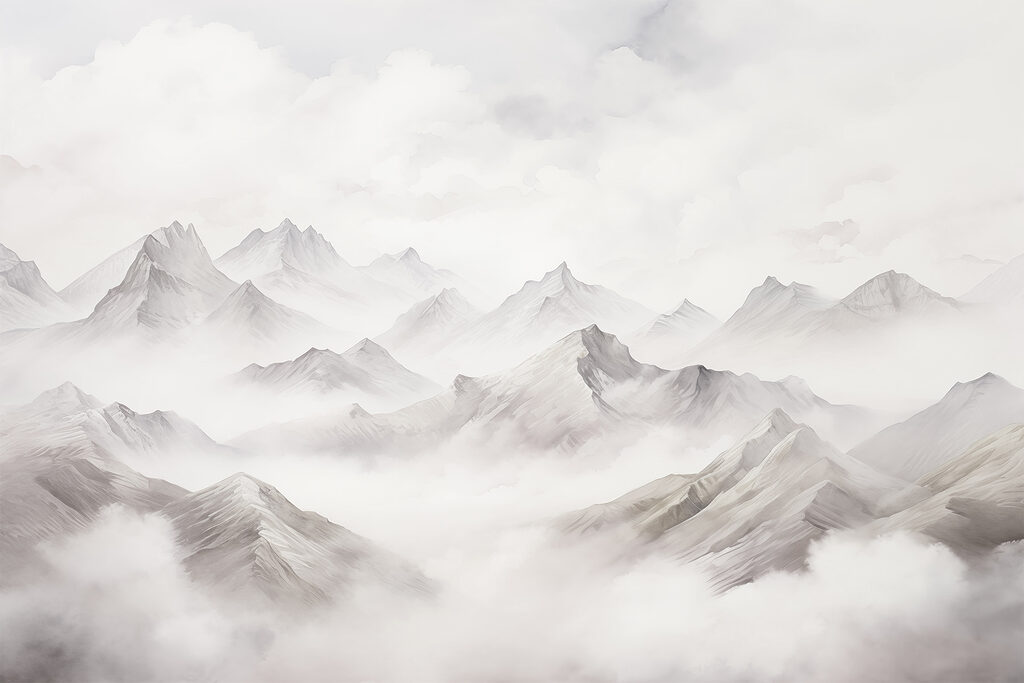 Mountain range with clouds