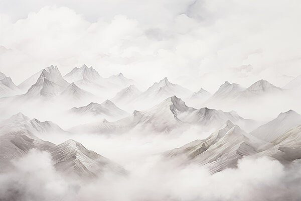 Mountain range with clouds