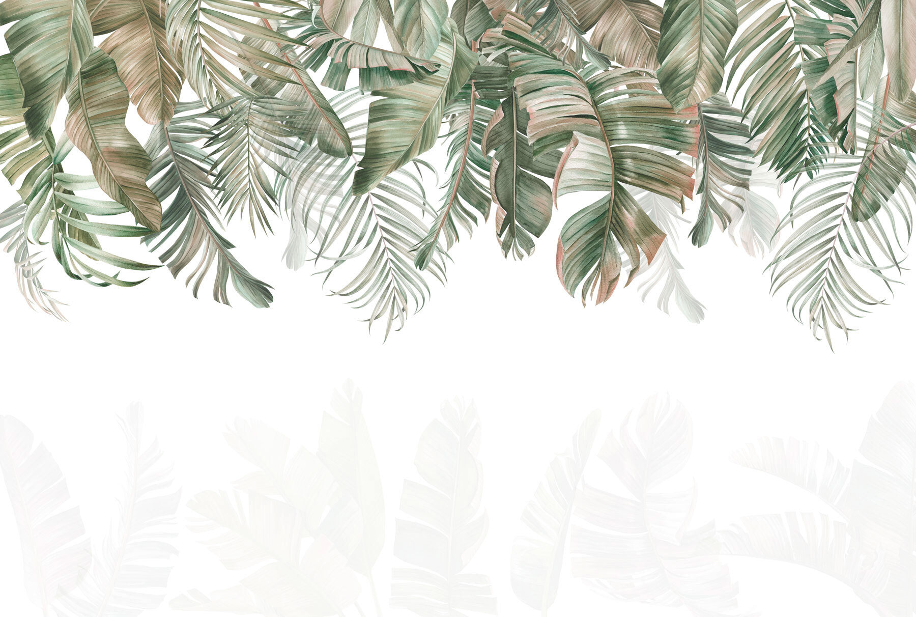 Row of green and brown leaves