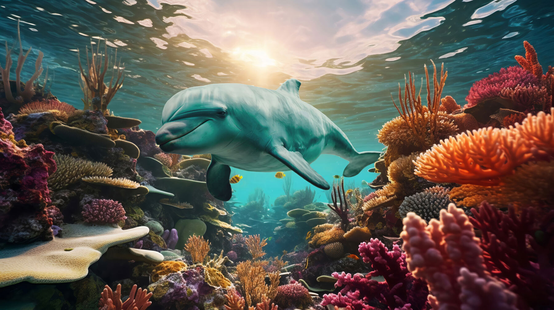 Dolphin swimming in the ocean