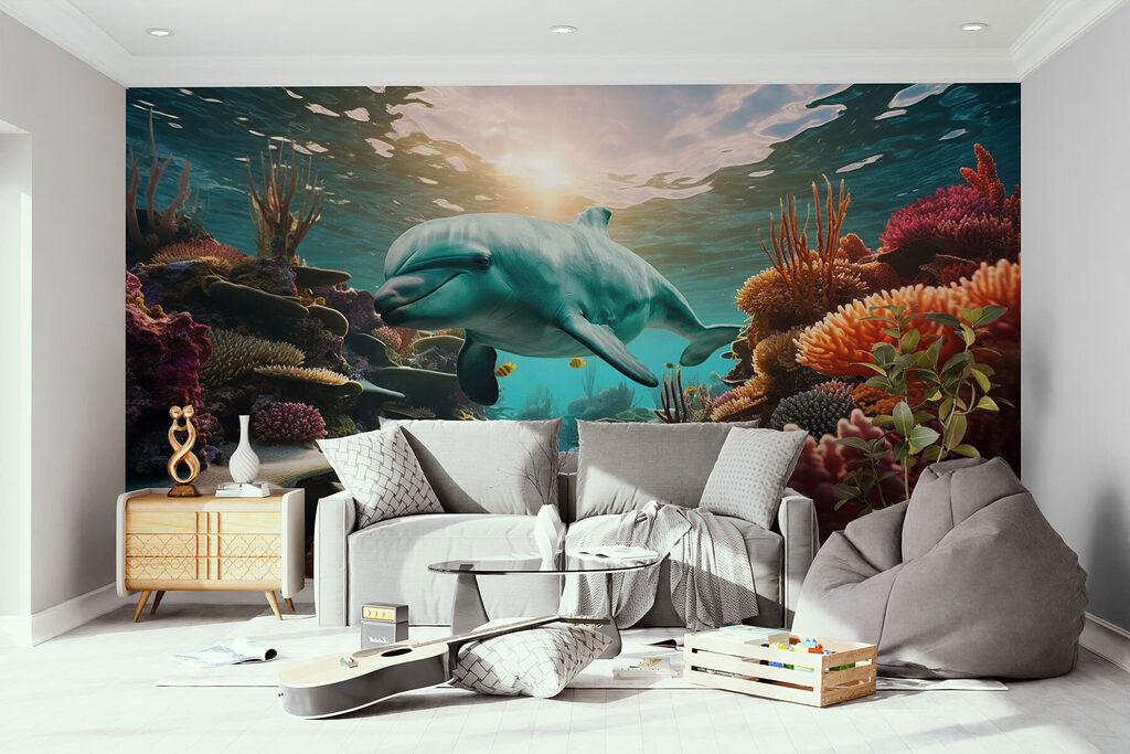 Dolphin swimming in the ocean