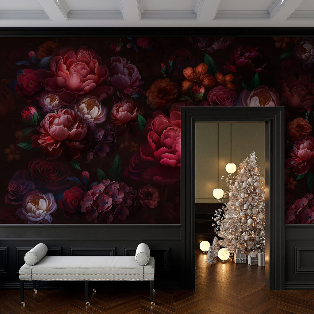 Group of flowers on a dark background