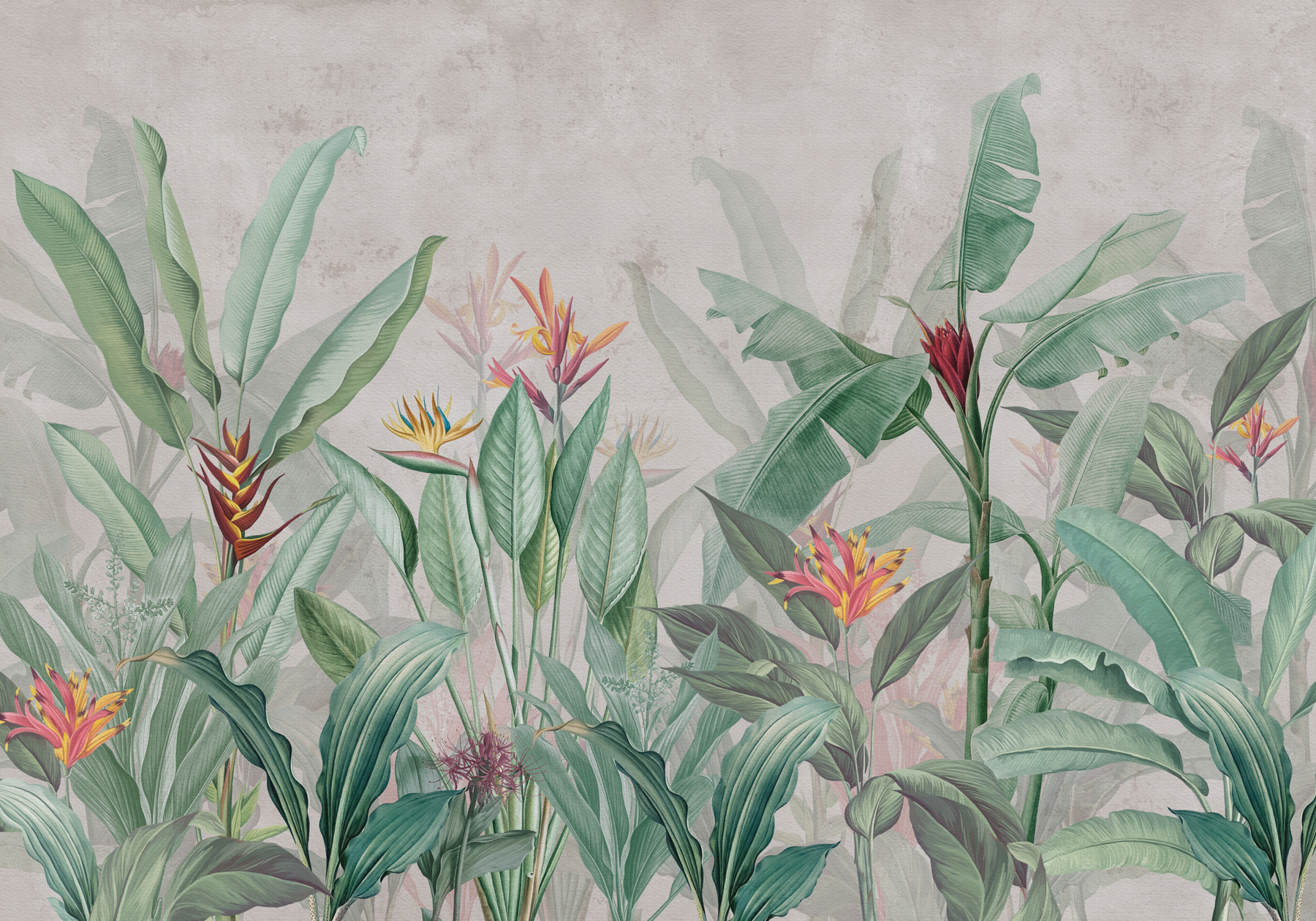 Wallpaper with a pattern of flowers and leaves Wallpaper with a pattern of flowers and leaves