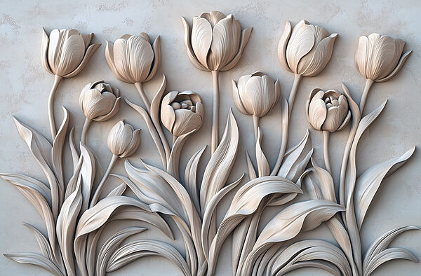 White flower carving on a wall