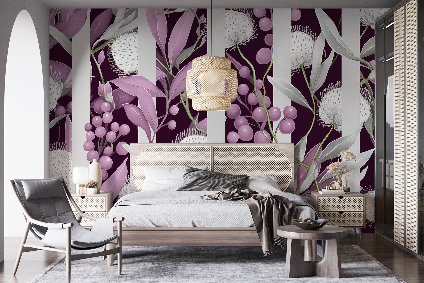 Purple and white floral pattern