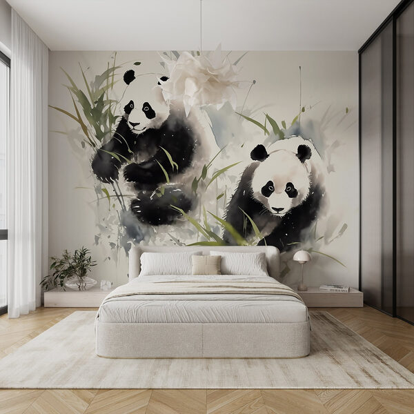 Wall murals Couple of pandas in grass Wall murals Couple of pandas in grass