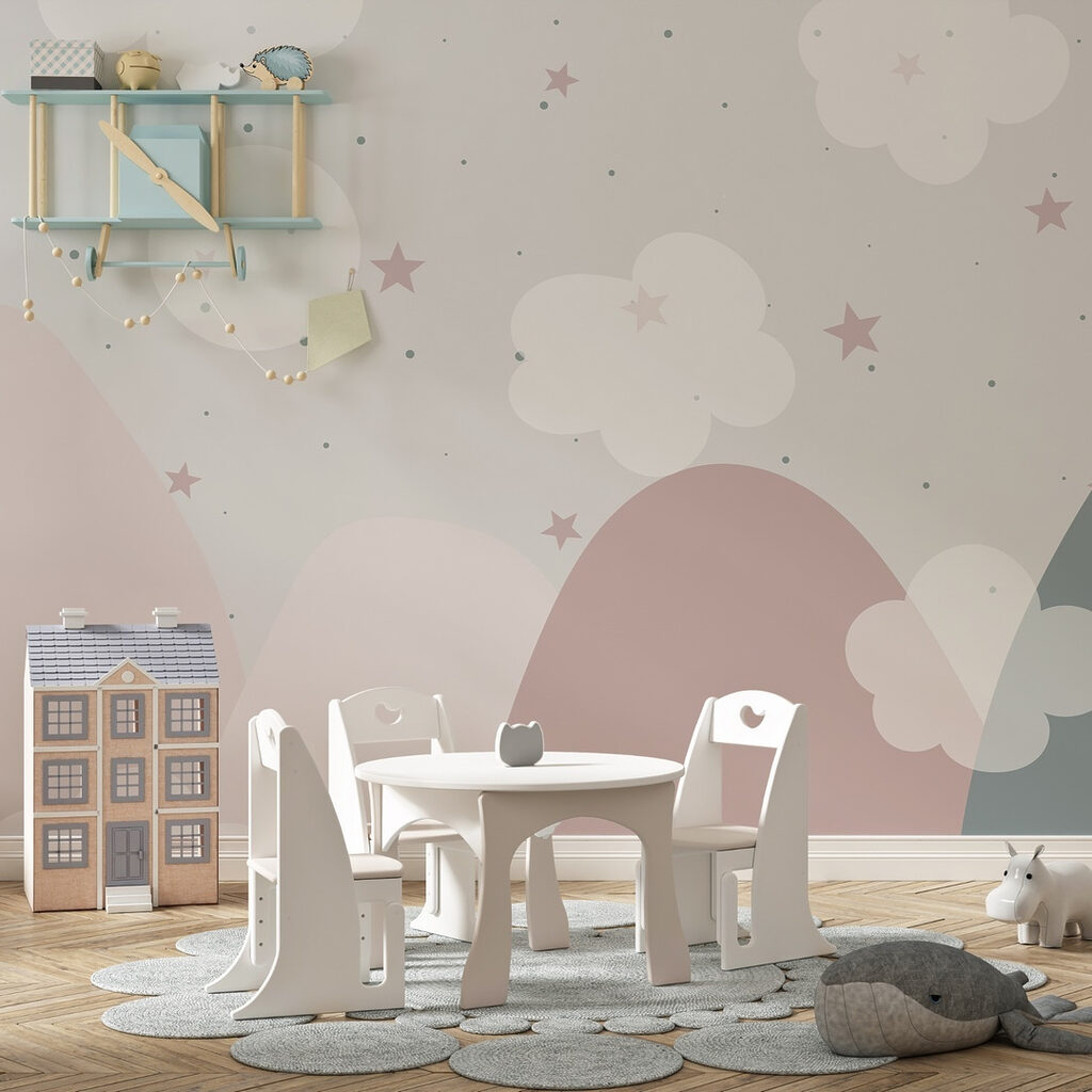 Landscape with clouds and stars