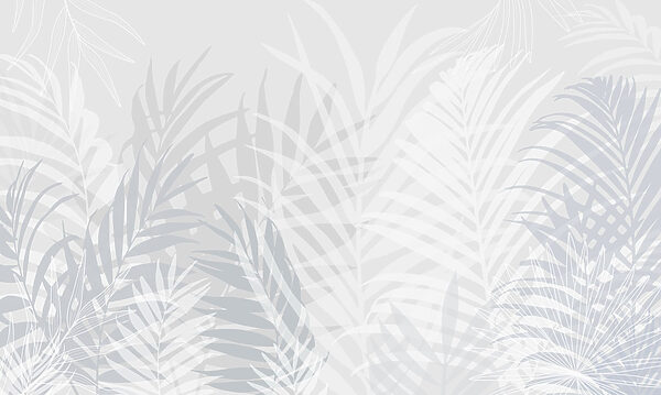 Grey and white background with leaves