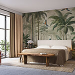 Ταπετσαρίες Τοιχογραφία με πουλιά που πετούν πάνω από ένα δάσος