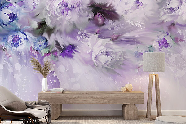 Painting of flowers and feathers