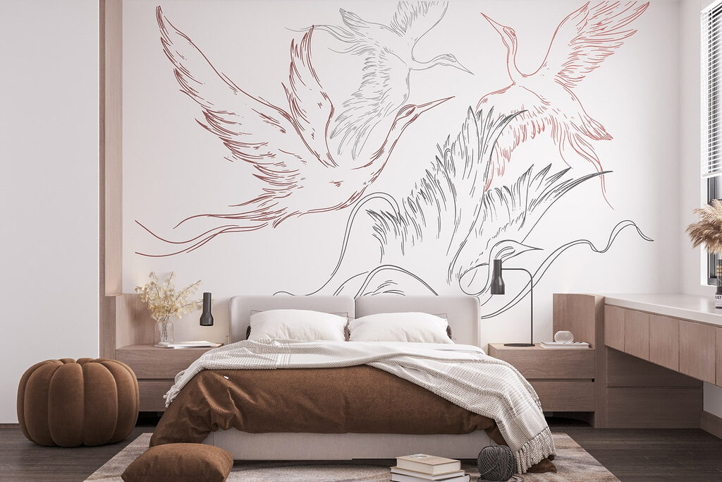 Drawing of birds flying