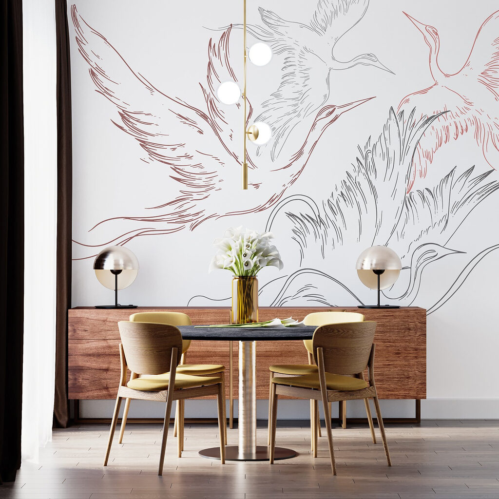 Drawing of birds flying