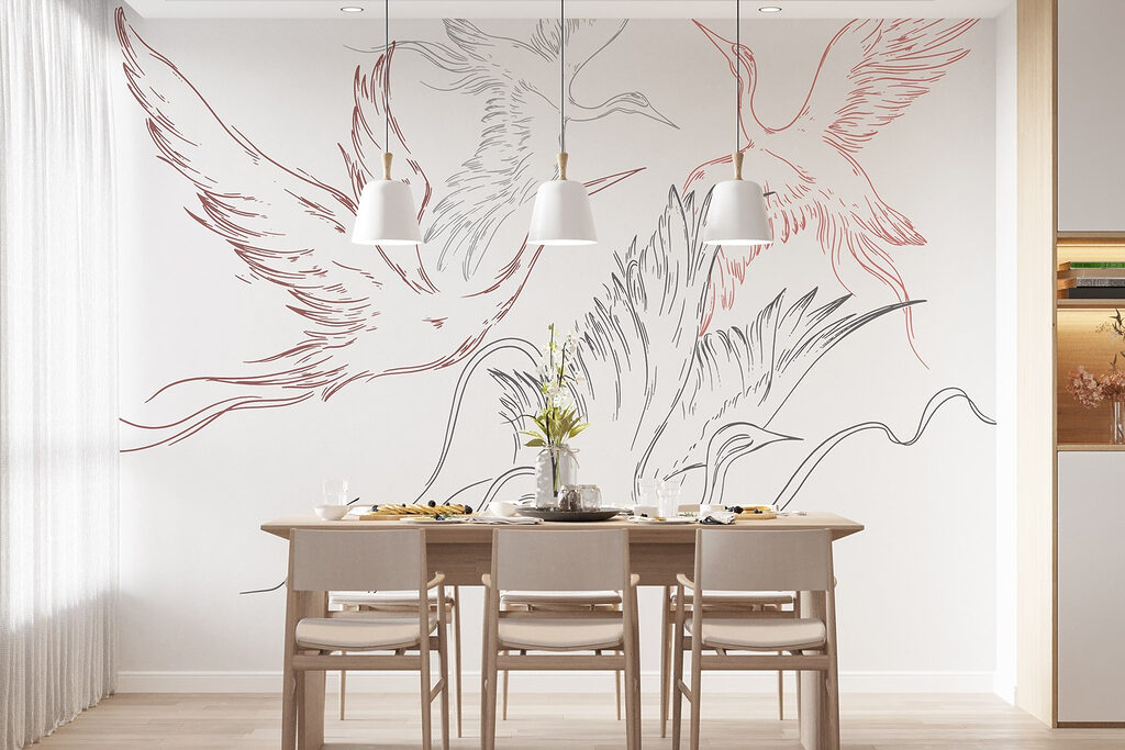 Drawing of birds flying