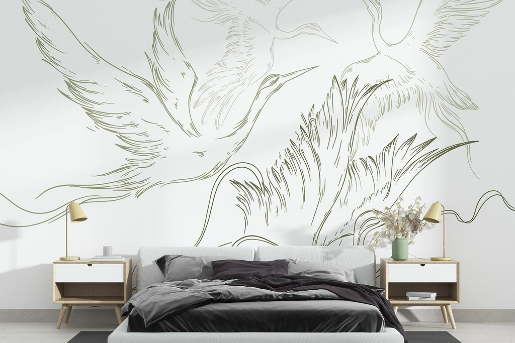 Drawing of birds flying