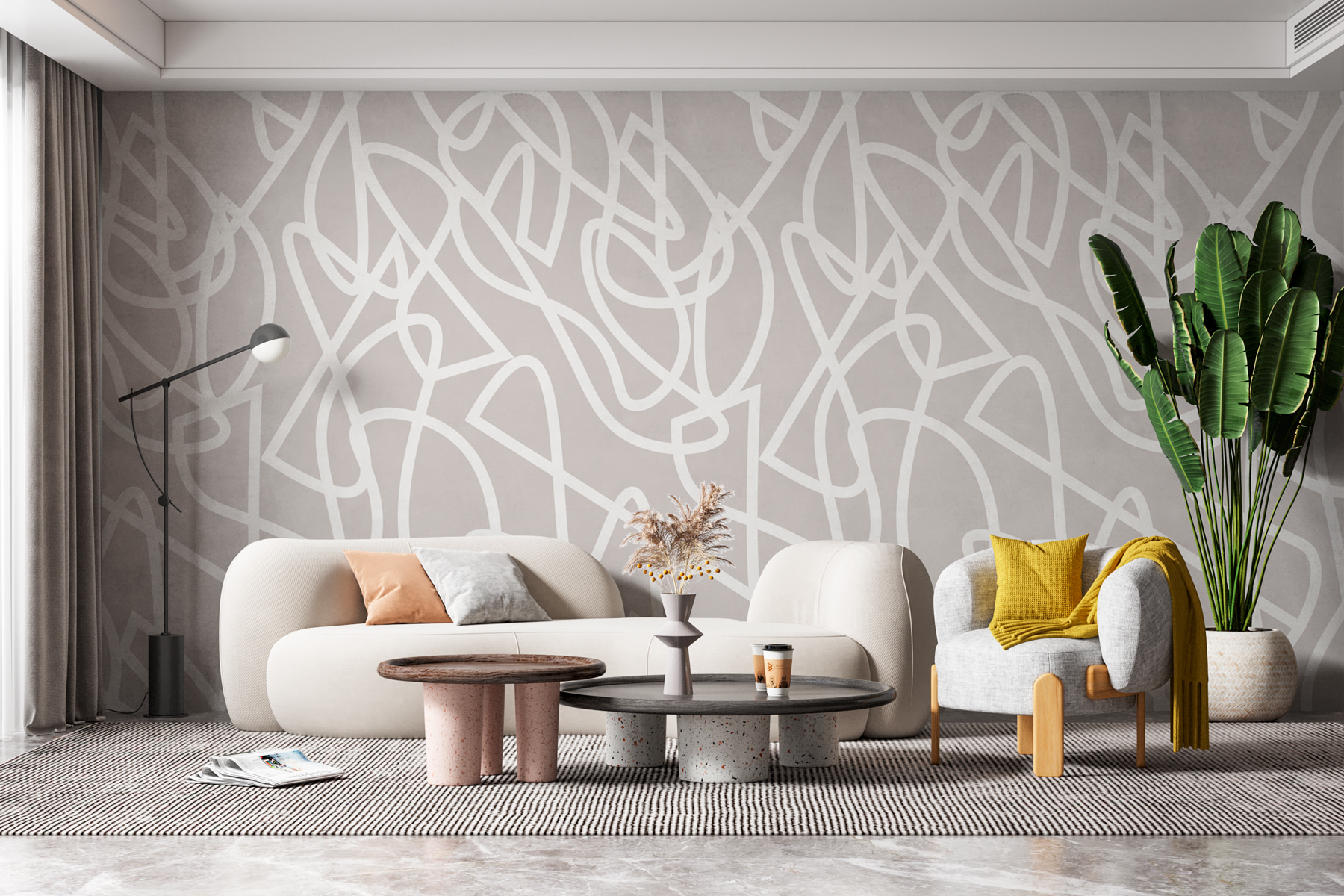 White lines on a gray background