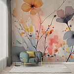 Ζωγραφική των λουλουδιών σε λευκό φόντο Ταπετσαρίες Ζωγραφική των λουλουδιών σε λευκό φόντο