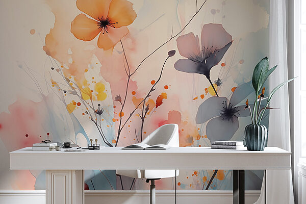 Painting of flowers on a white background