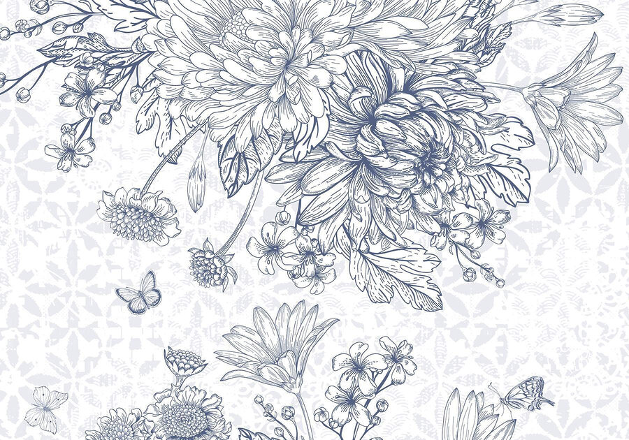 Floral εικονογράφηση με ντελικάτες πεταλούδες