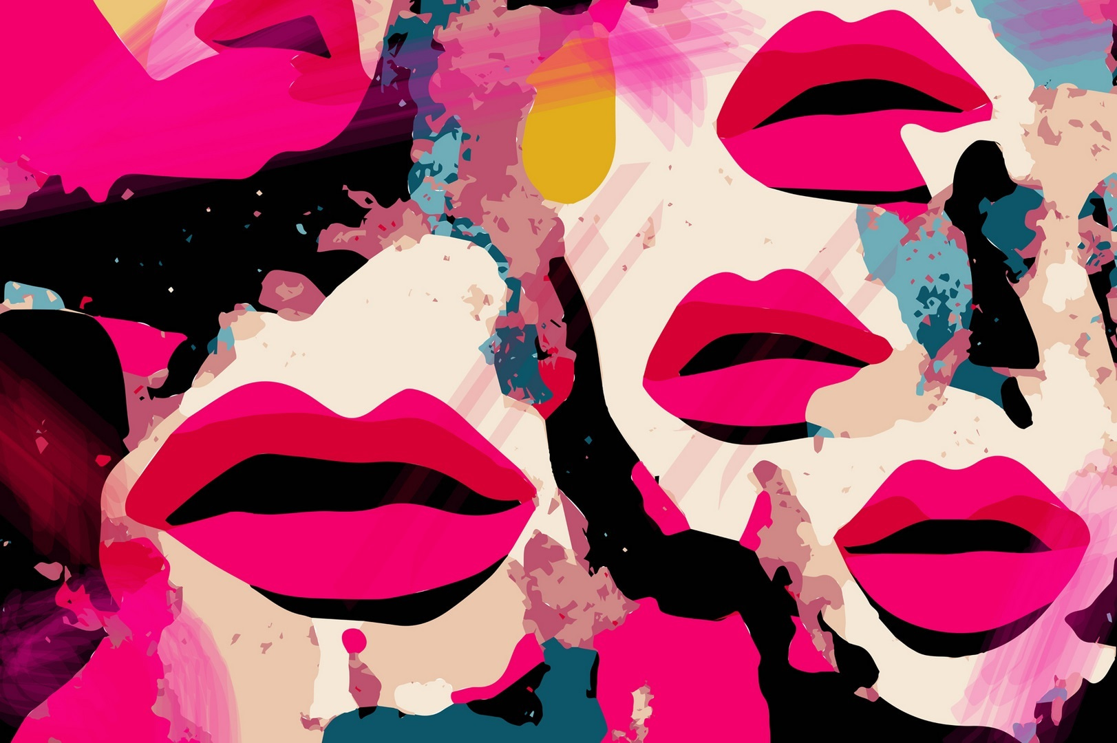 Group of lips with different colors