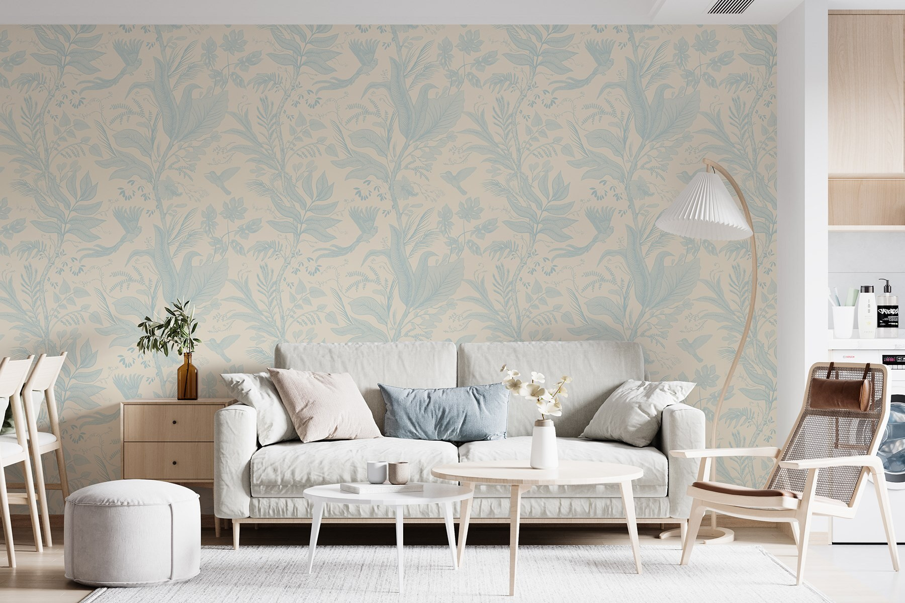 Pattern of flowers and birds