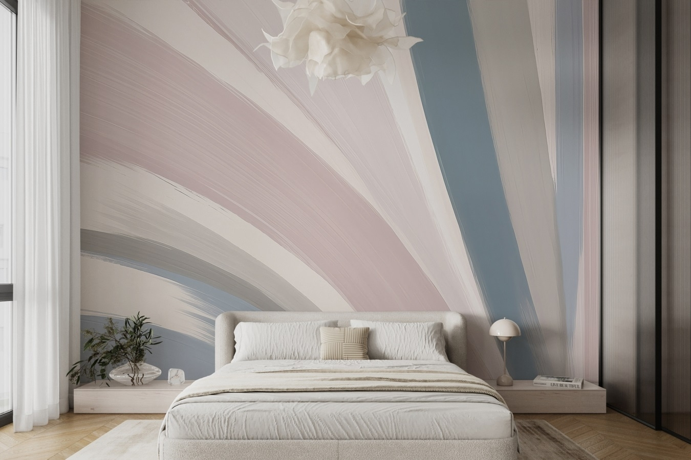 Soft colors blend in fluid strokes