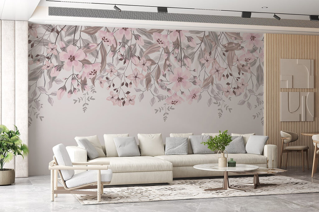 Pink flowers and leaves