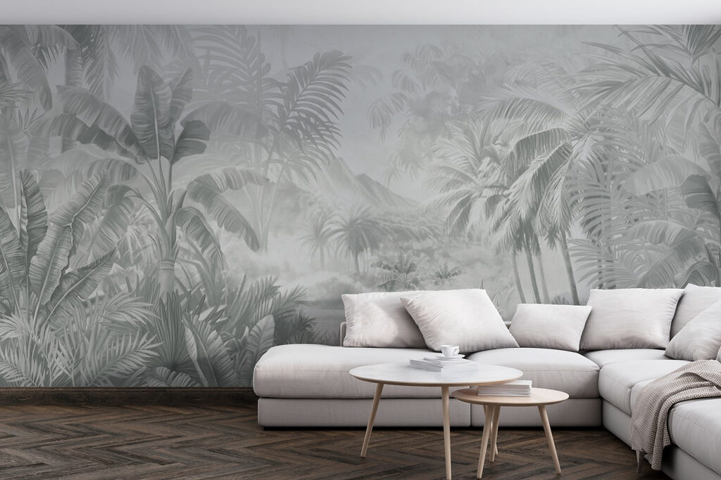 Greyscale image of a tropical forest