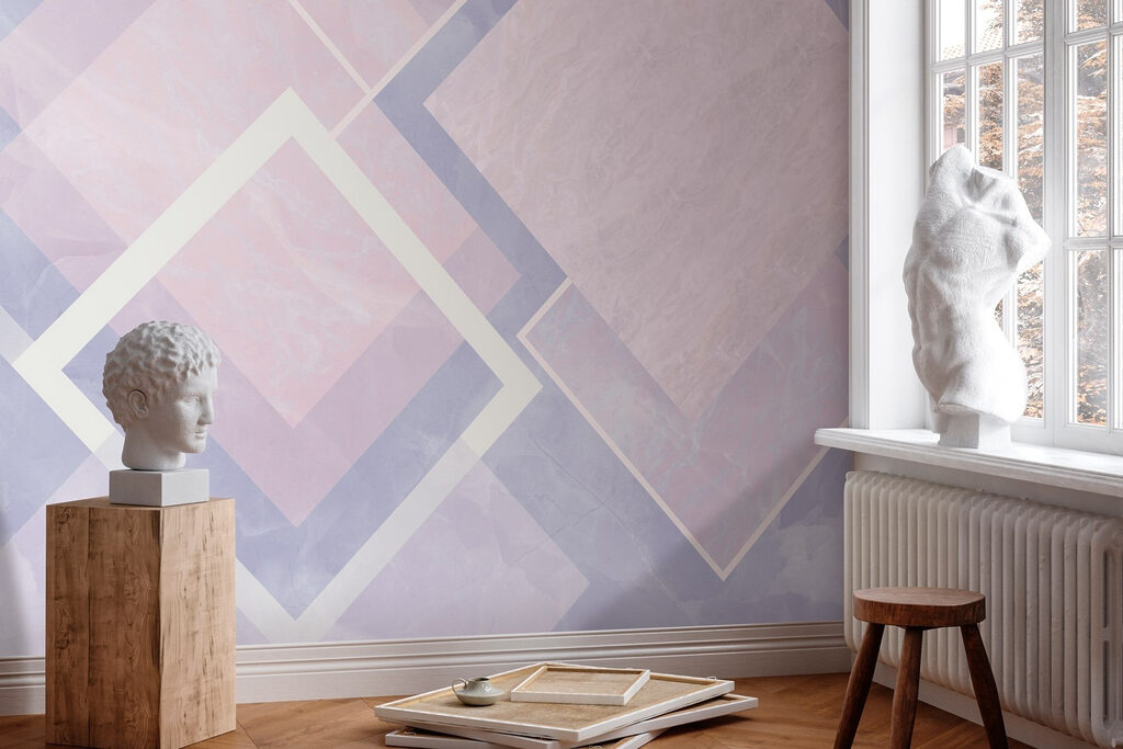 Abstract pastel geometric design composition