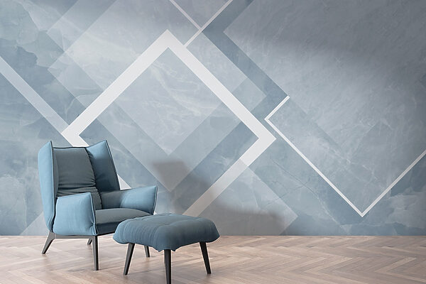 Blue and white background with white squares and lines