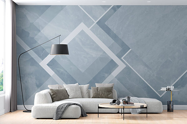 Blue and white background with white squares and lines