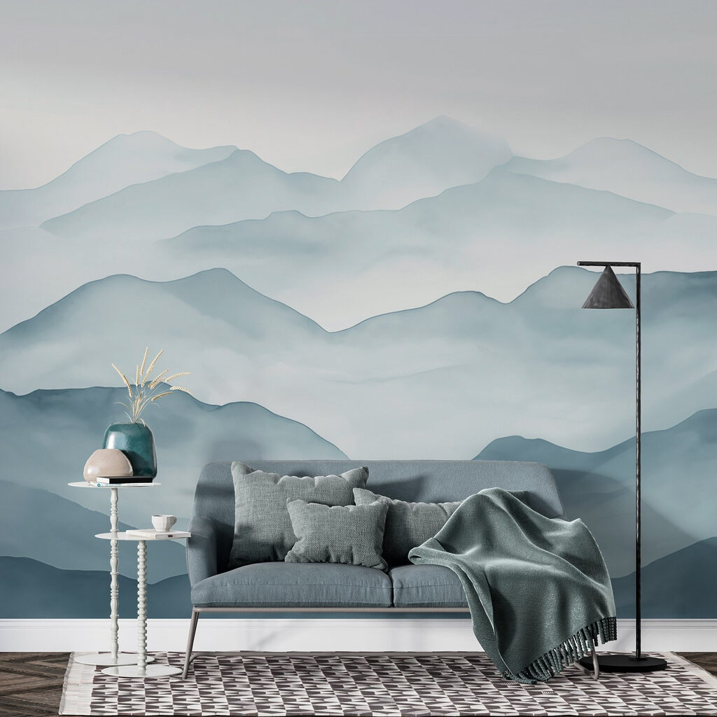 Foggy mountain range