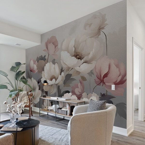 Painting of flowers on a wall