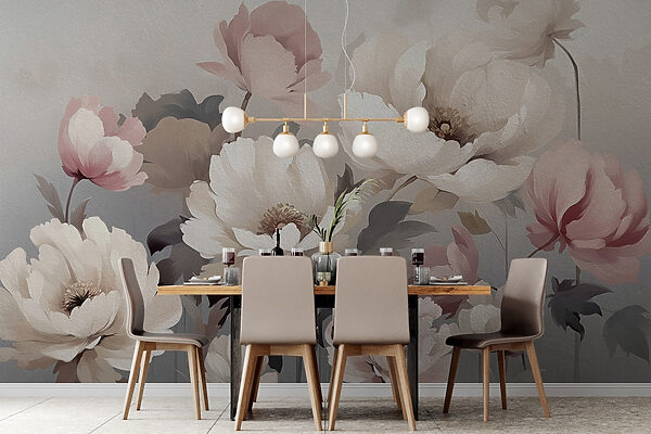 Painting of flowers on a wall