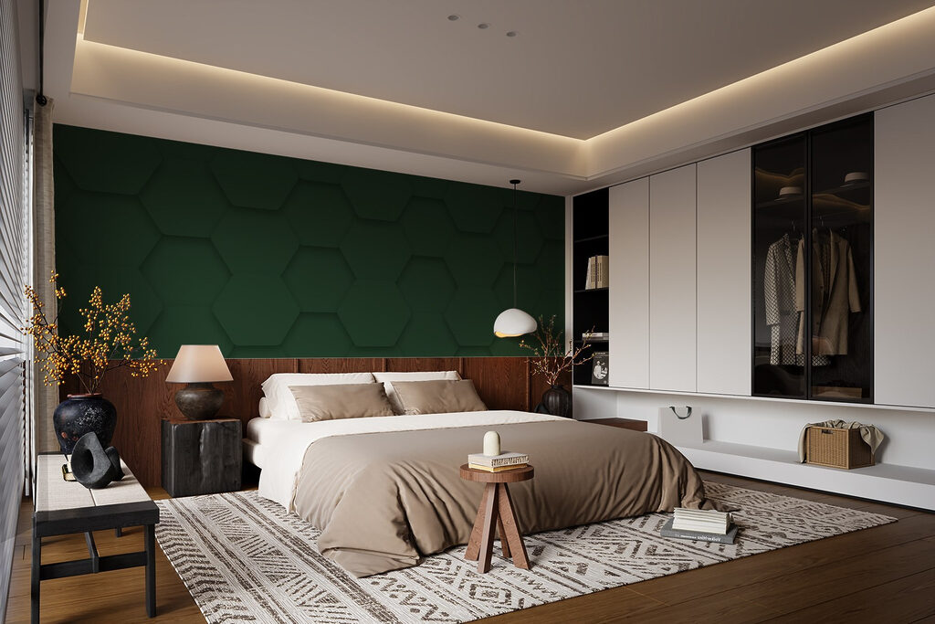 Green hexagons on a surface