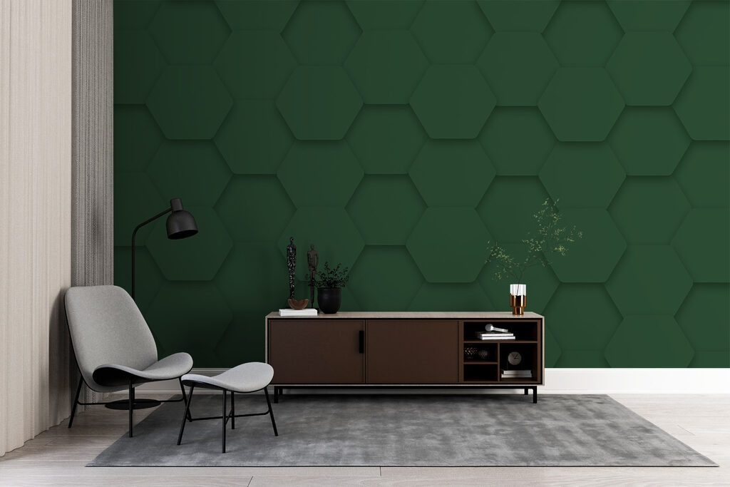 Green hexagons on a surface