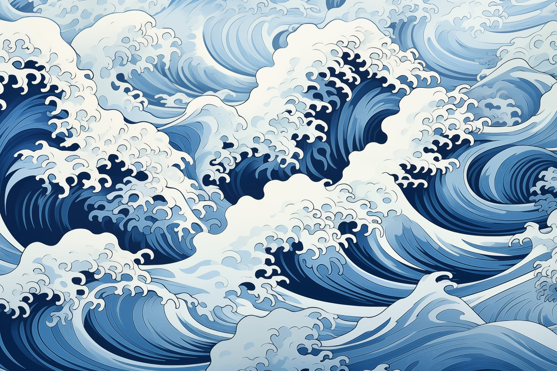 Blue and white wave pattern